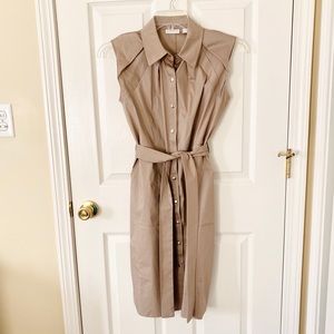 Tan Sleeveless Utility Dress w/ Belt